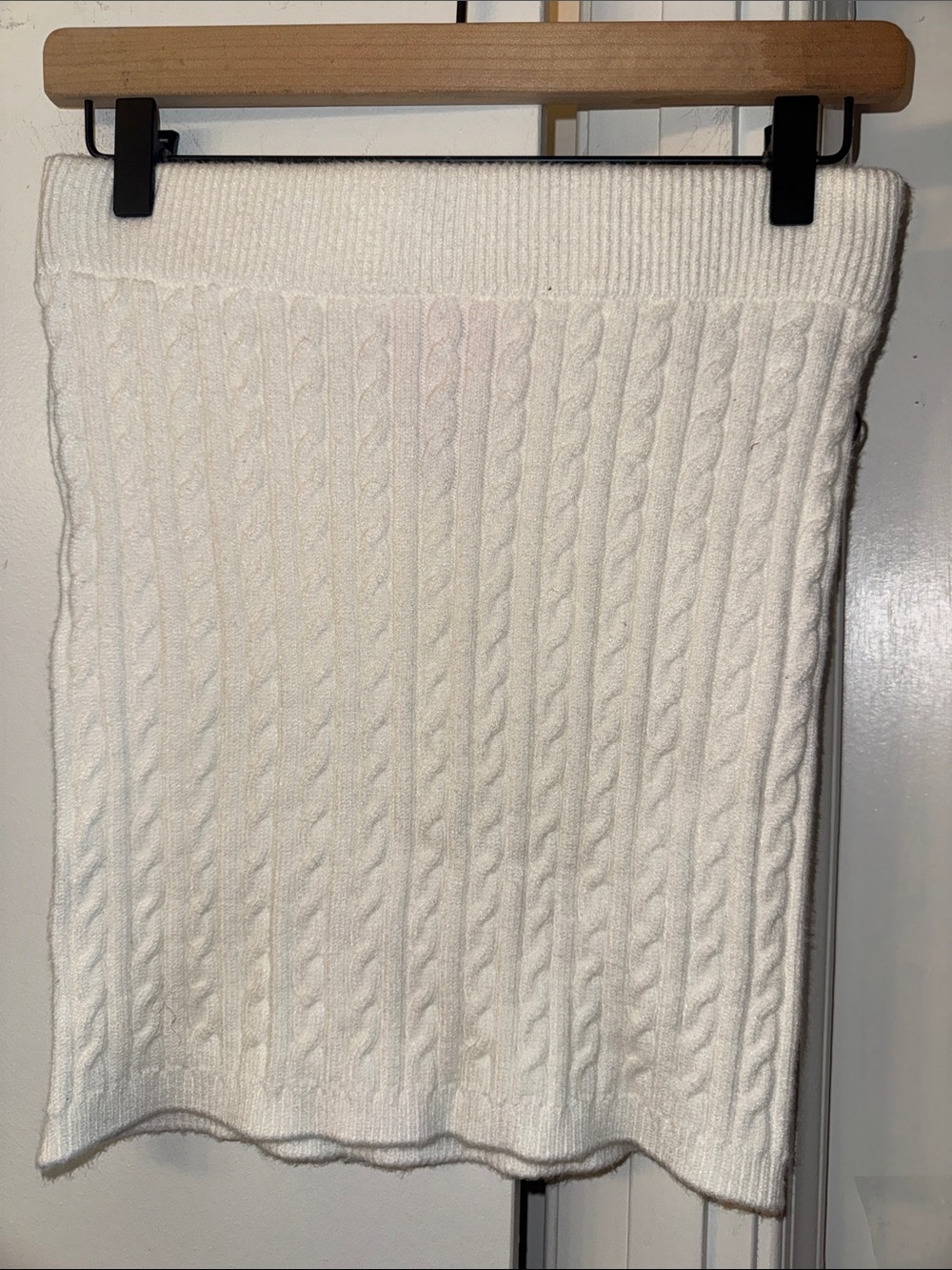 White Cable-Knit Mini Skirt